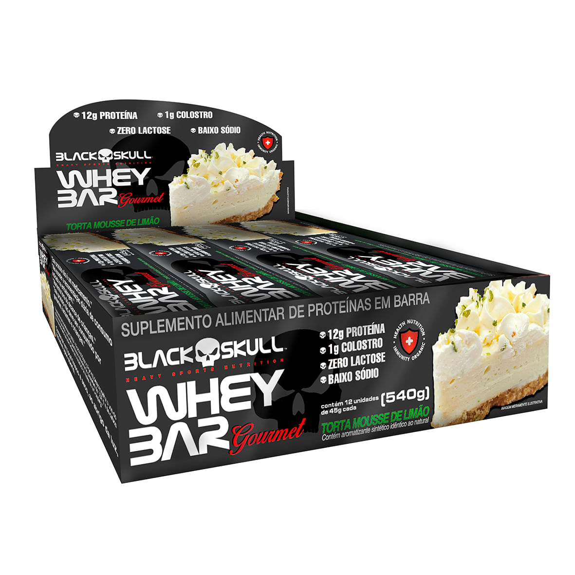 Barra de proteína gourmet c/ colostro - display c/ 12 display c/12 whey bar gourmet torta mousse de limão 45g