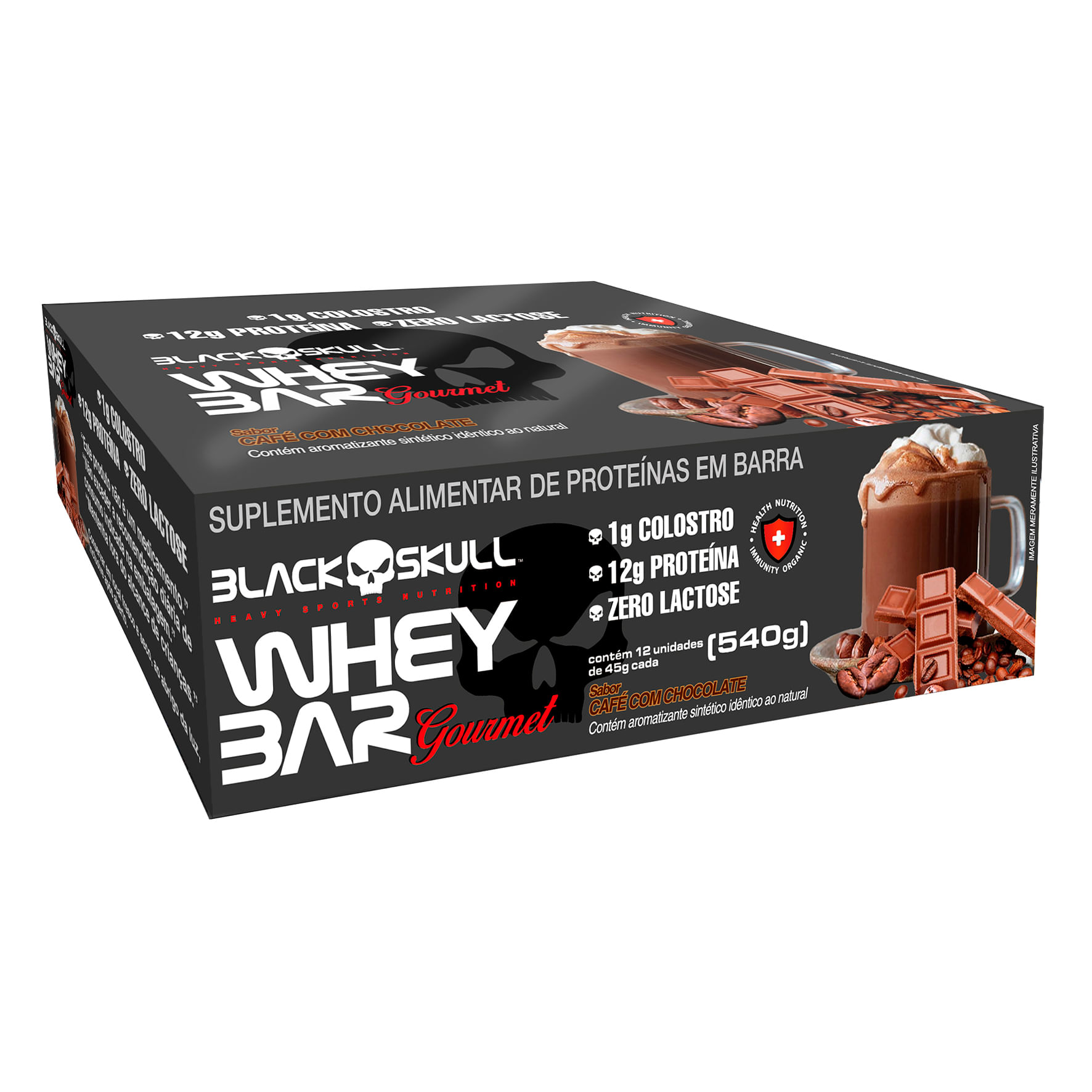 Barra de proteína gourmet c/ colostro - display c/ 12 display c/12 whey bar gourmet café 45g