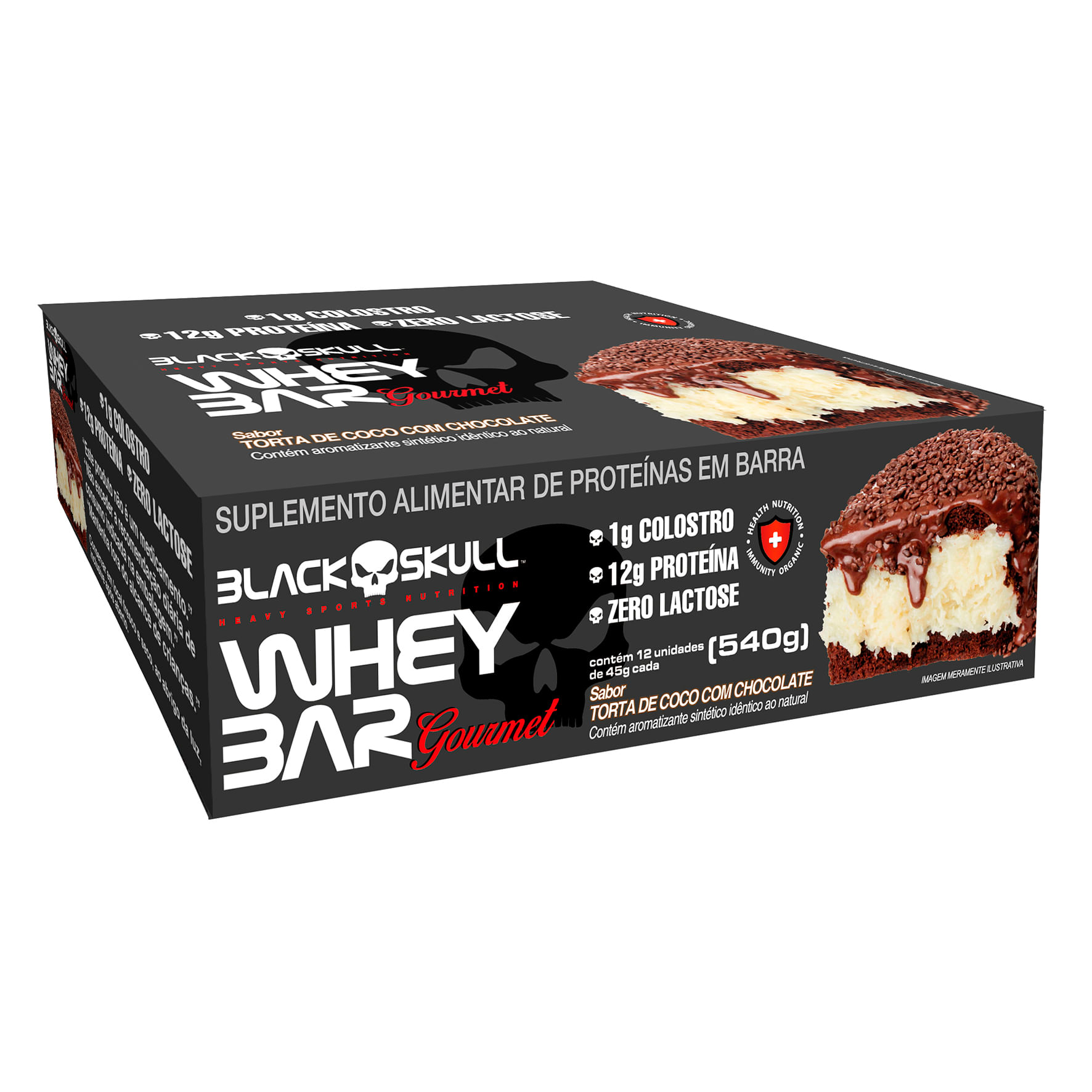 Barra de proteína gourmet c/ colostro - display c/ 12 display c/12 whey bar gourmet coco 45g