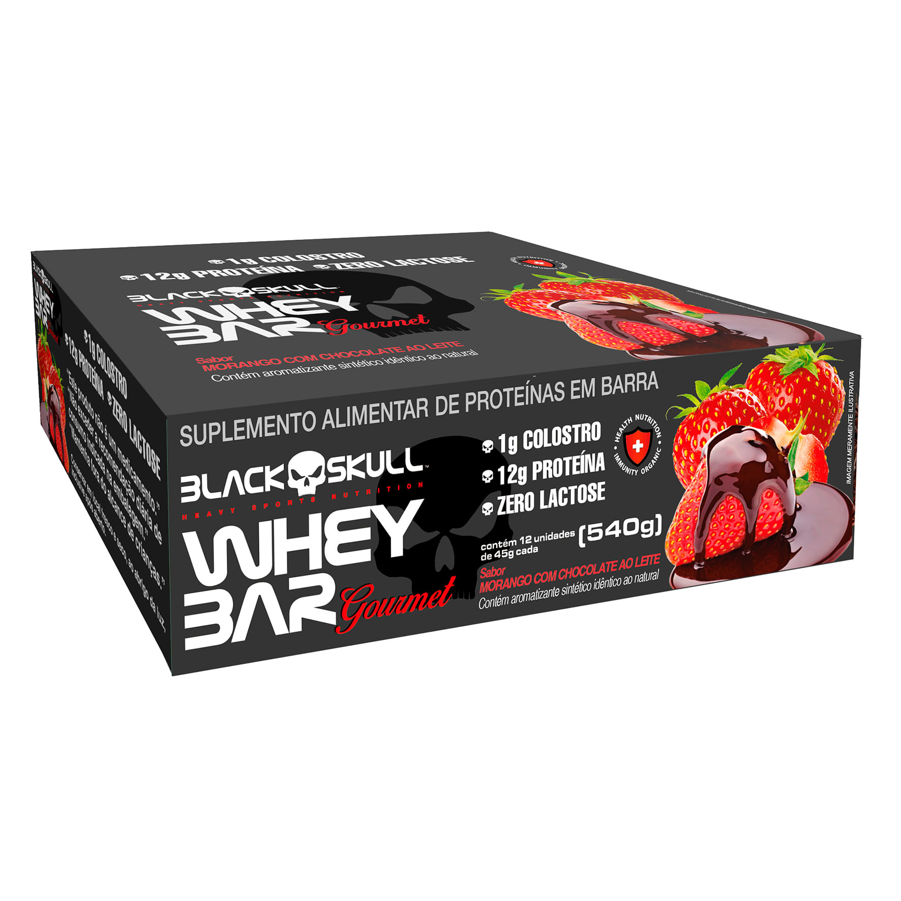 Barra de proteína gourmet c/ colostro - display c/ 12 display c/12 whey bar gourmet mor + choc45g
