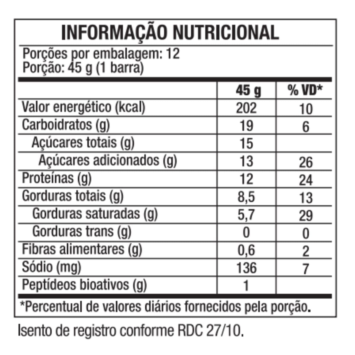 Barra de proteína gourmet c/ colostro - display c/ 12 display c/12 whey bar gourmet sorvete de pistache 45g