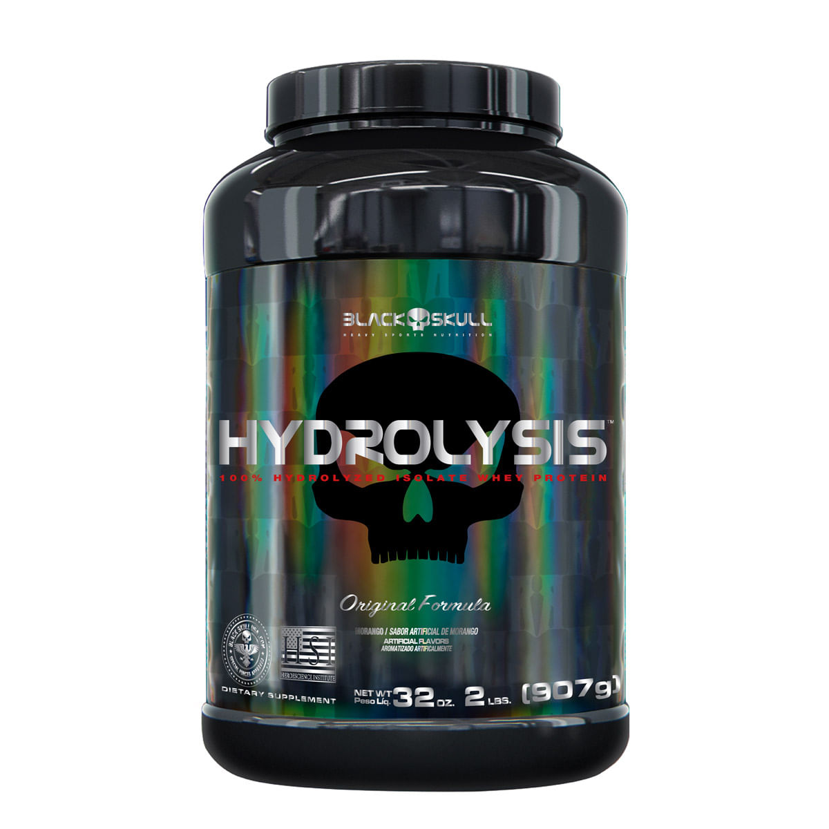 Hydrolysis (whey protein isolado hidrolisado) - 907g - black skull hydrolisys strawberry 2 lbs/907g