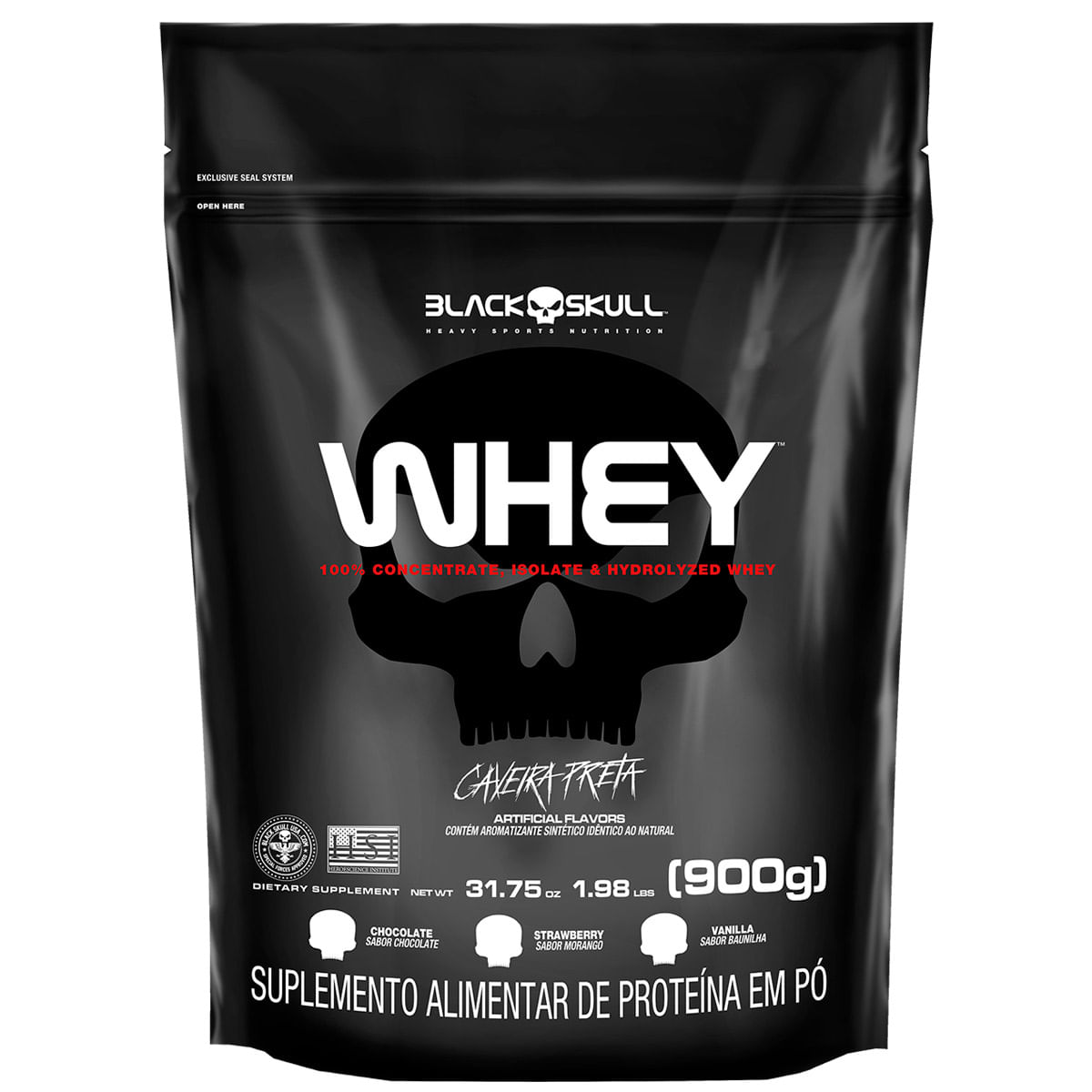Whey protein (wpi, wpc, wph) - refil 900g - black skull refil whey morango 900g