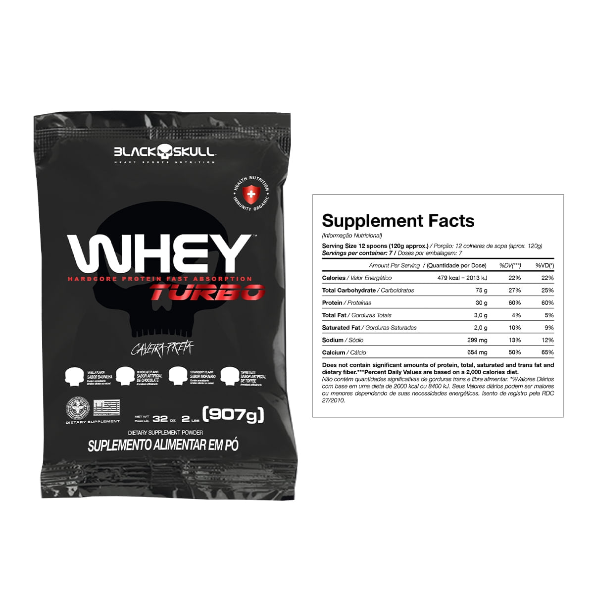Kit com 2 whey protein 907g - whey turbo kit 2x whey turbo (chocolate + morango)