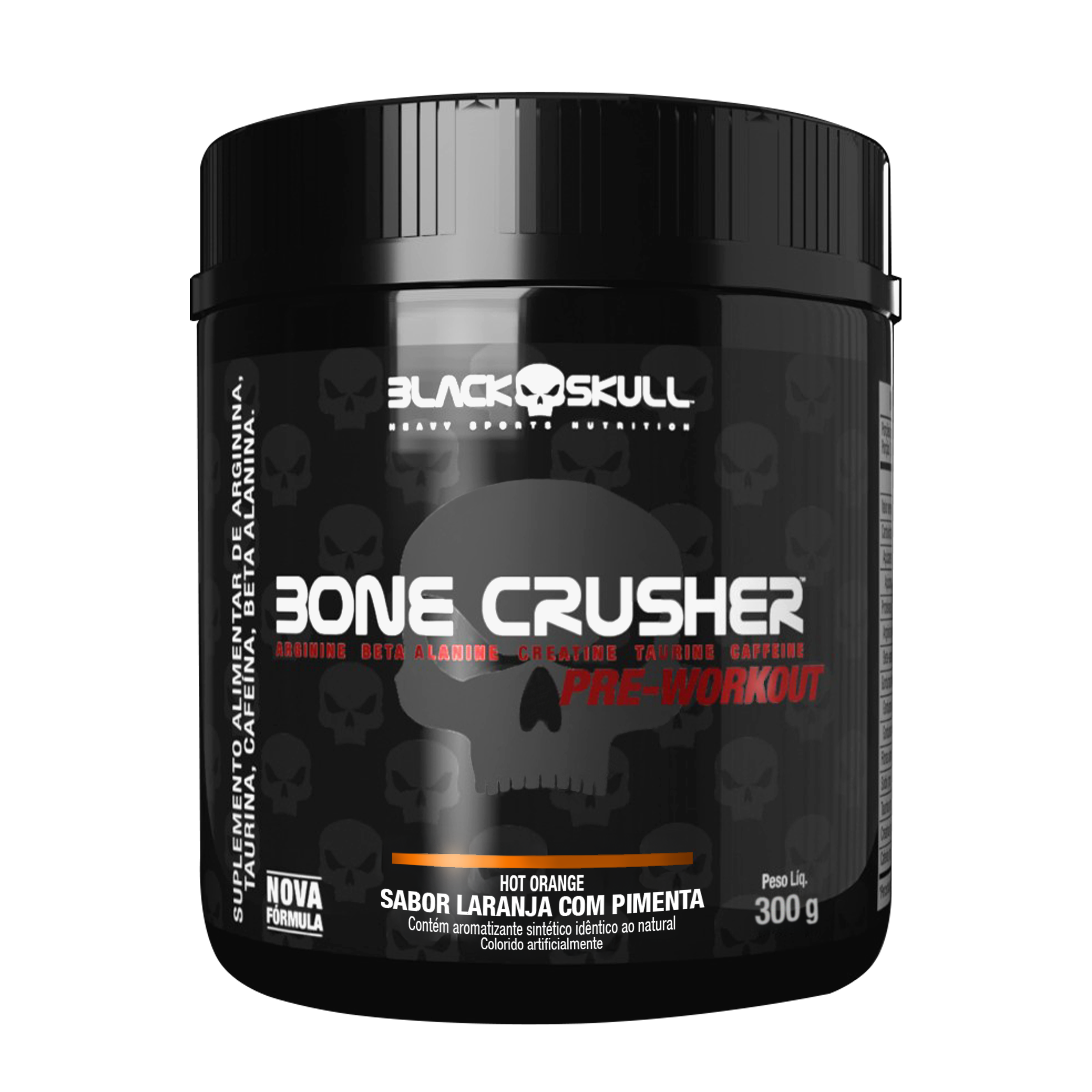 Pré-treino bone crusher (nova fórmula) - 300g - black skull bone crusher hot orange (new) 300g