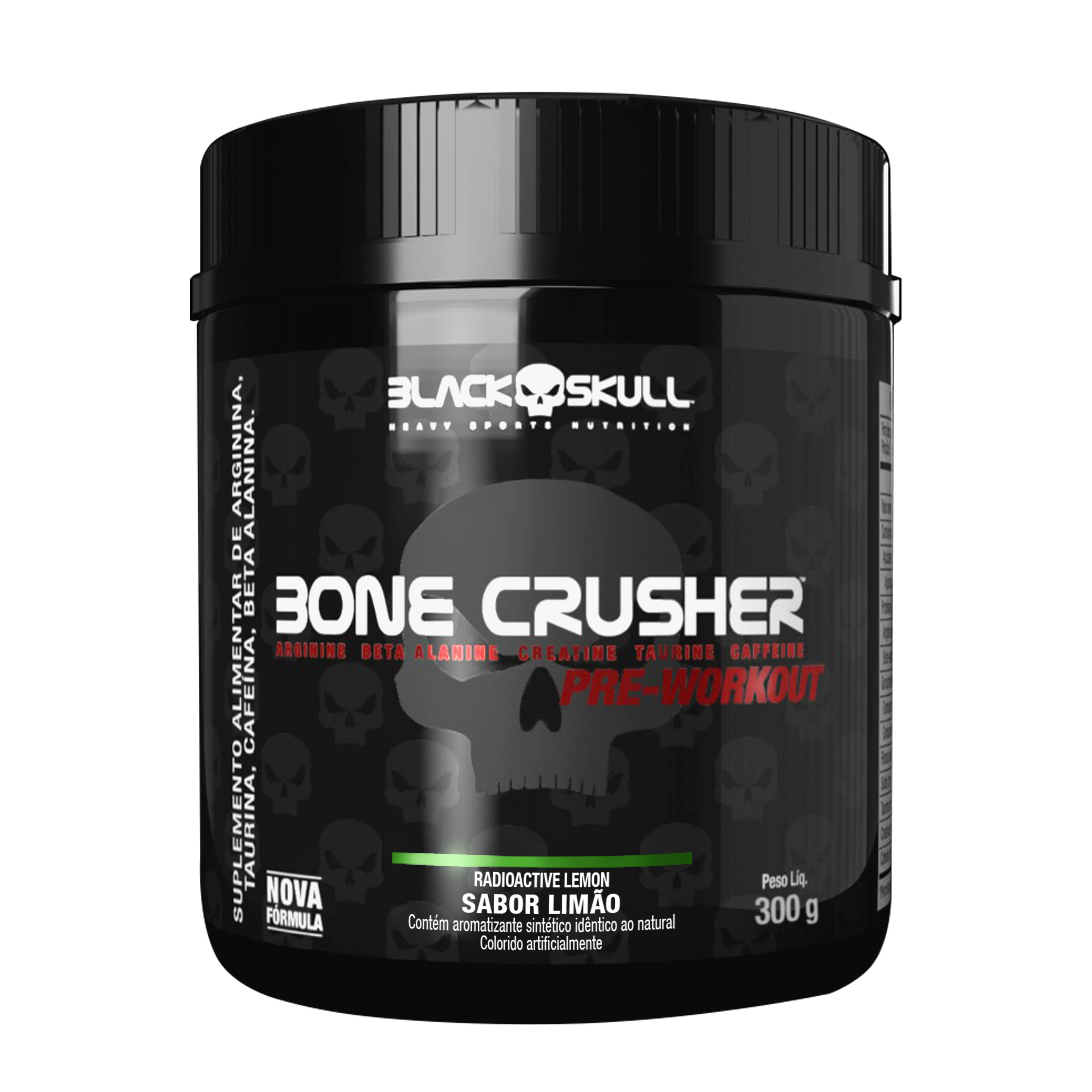 Pré-treino bone crusher (nova fórmula) - 300g - black skull bone crusher lemon radioactive (new) 300g