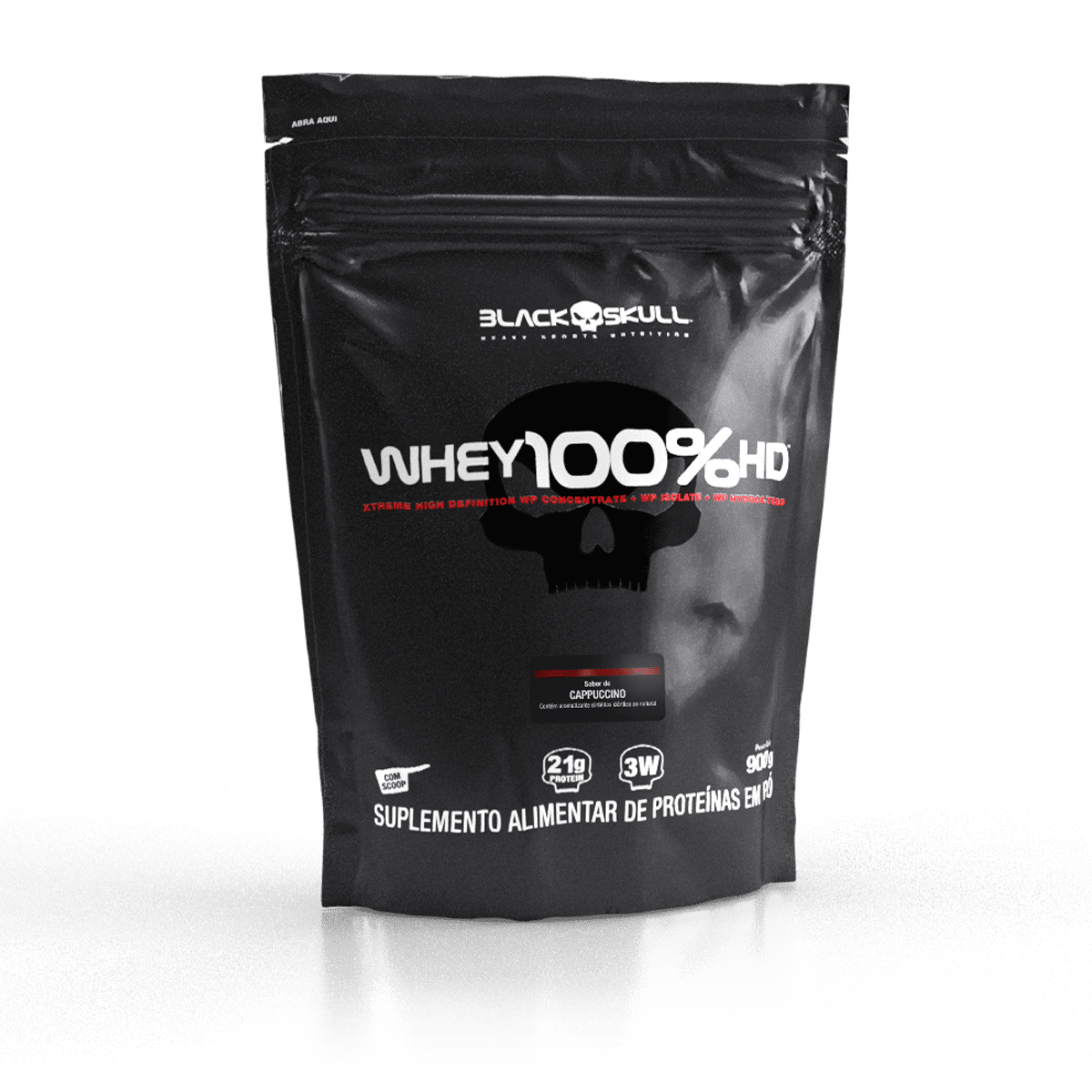 Whey 100% hd (wpc, wpi e wph) - refil 900g - black skull refil whey 100% hd cappuccino 900g