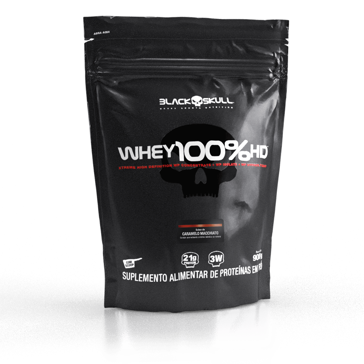 Whey 100% hd (wpc, wpi e wph) - refil 900g - black skull refil whey 100% hd caramelo macchiato 900g