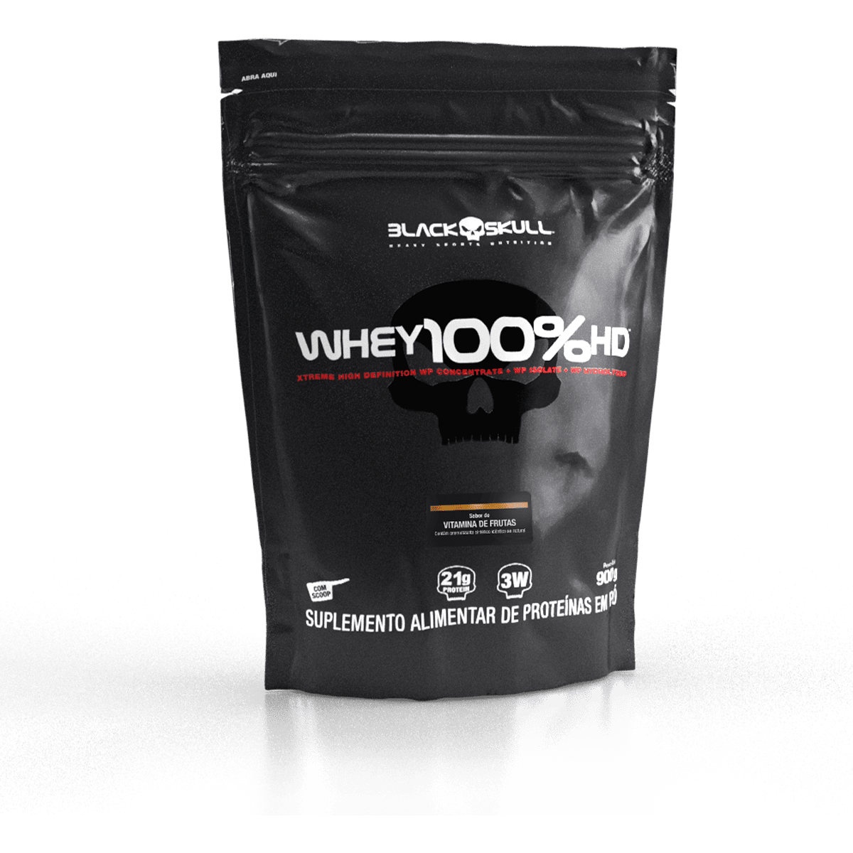 Whey 100% hd (wpc, wpi e wph) - refil 900g - black skull refil whey 100% hd vitamina de frutas 900g