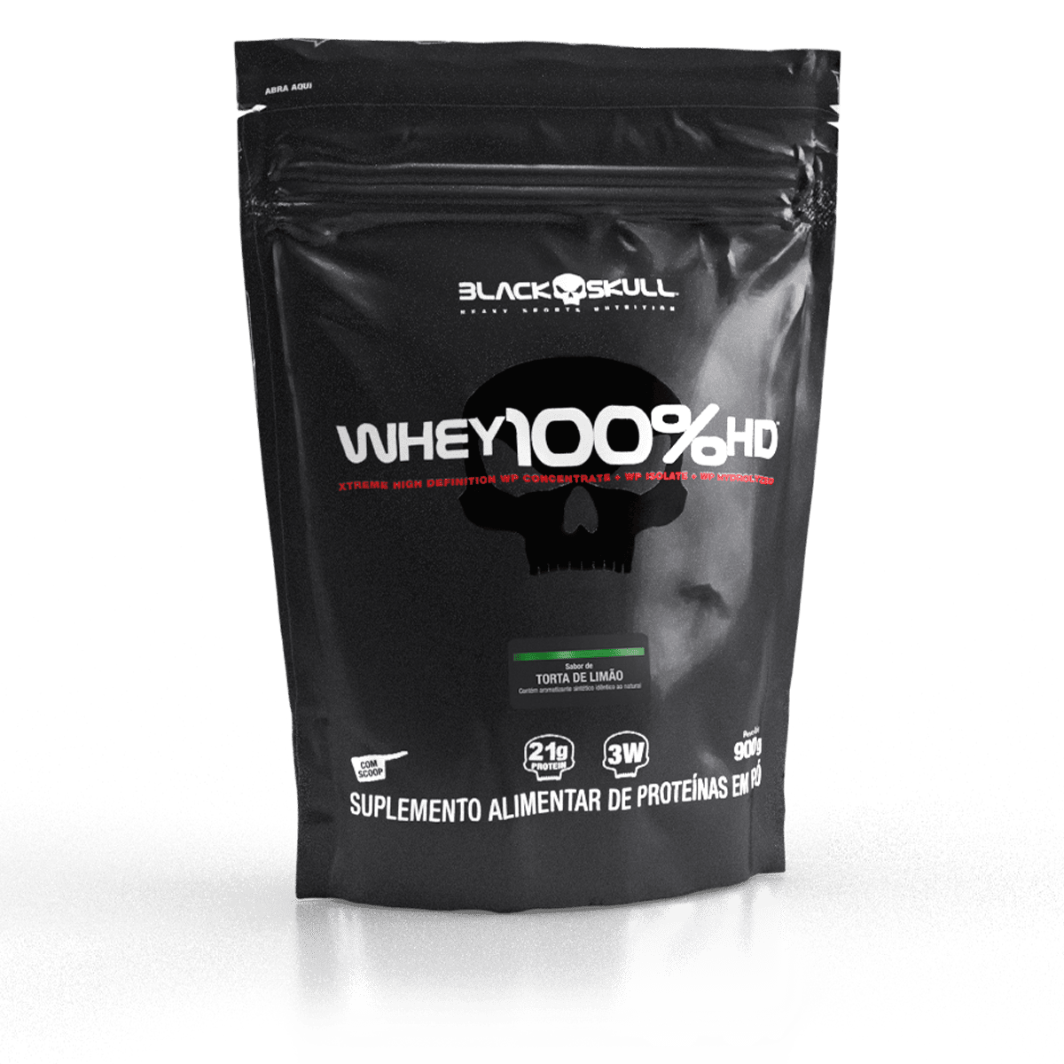 Whey 100% hd (wpc, wpi e wph) - refil 900g - black skull refil whey 100% hd torta de limão 900g