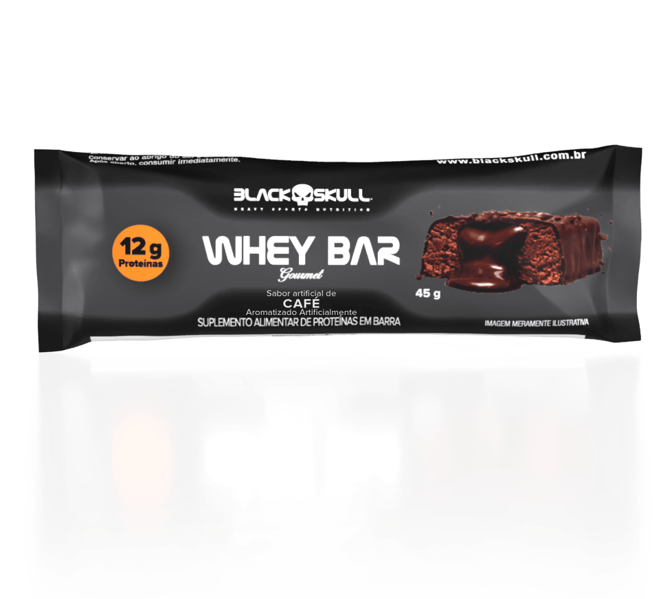 Barra de proteína whey bar gourmet zero - caixa 12 unidades - black skull barra de proteína whey bar gourmet zero – café