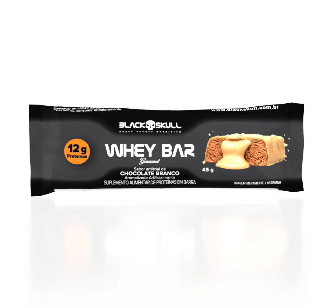 Barra de proteína whey bar gourmet zero - caixa 12 unidades - black skull barra de proteína whey bar gourmet zero – chocolate branco