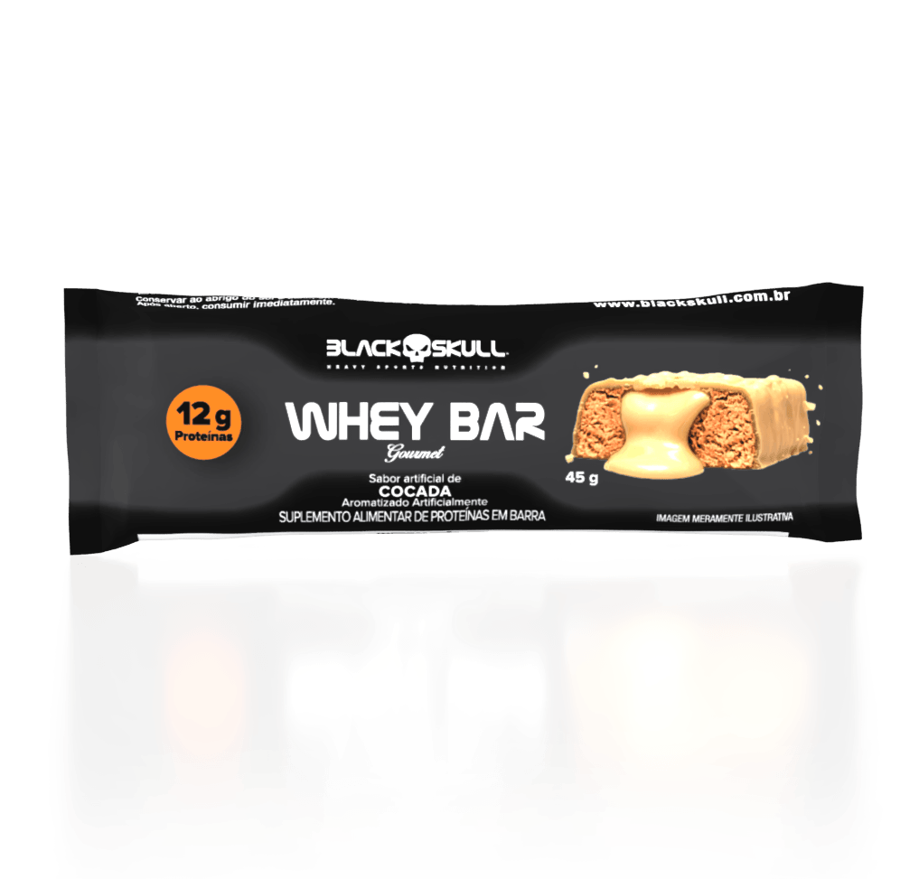 Barra de proteína whey bar gourmet zero - caixa 12 unidades - black skull barra de proteína whey bar gourmet zero – cocada