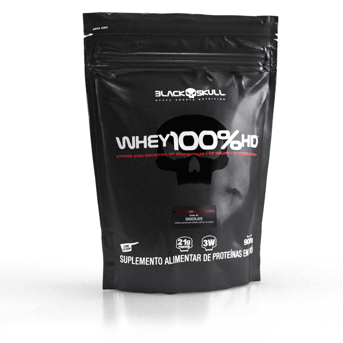 Whey 100% hd (wpc, wpi e wph) - refil 900g - black skull refil whey 100% hd chocolate 900g