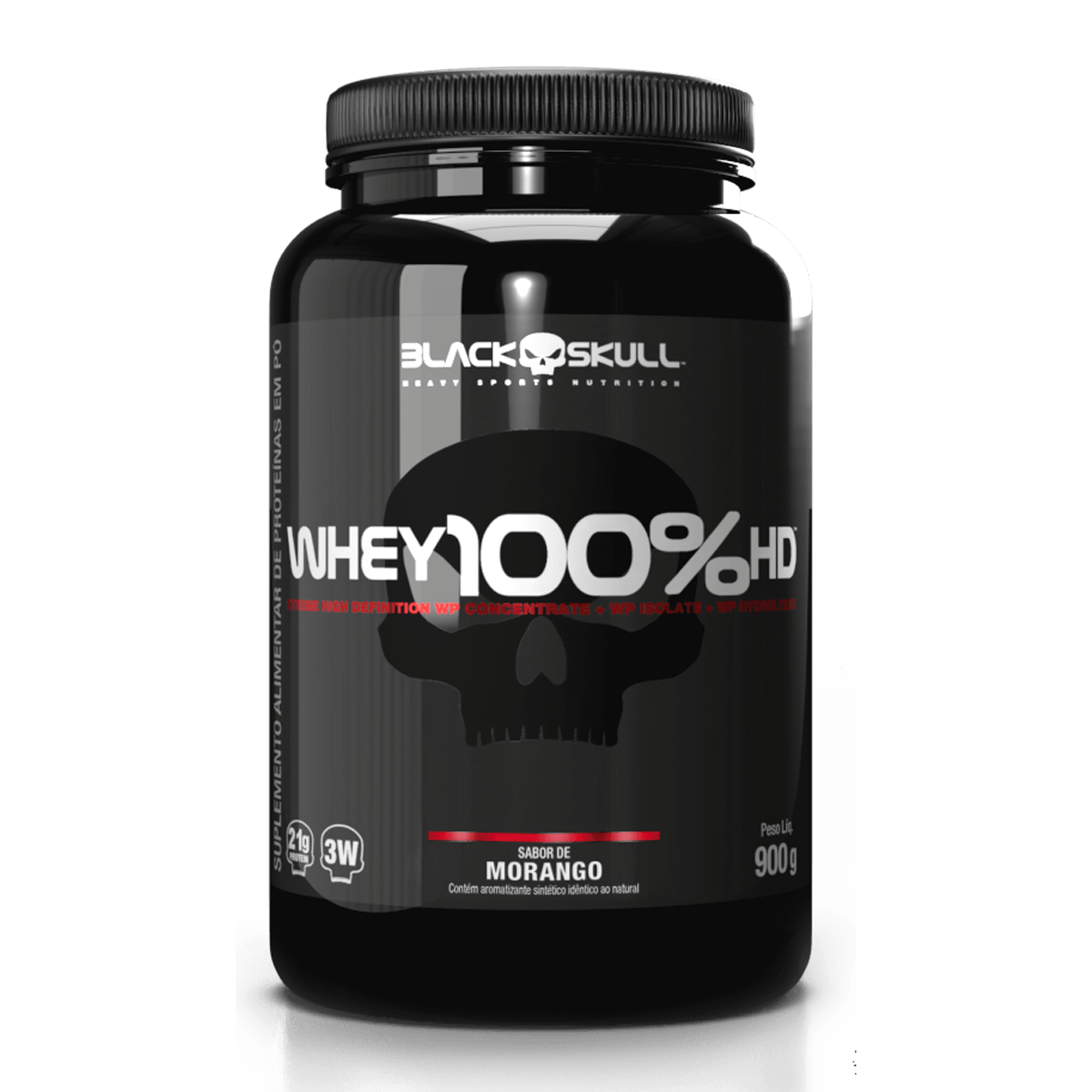 Whey 100% hd (wpc, wpi e wph) - 900g - black skull whey 100% hd morango 900g