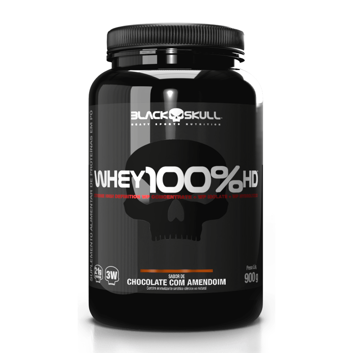 Whey 100% hd (wpc, wpi e wph) - 900g - black skull whey 100% hd chocolate com amendoim 900g