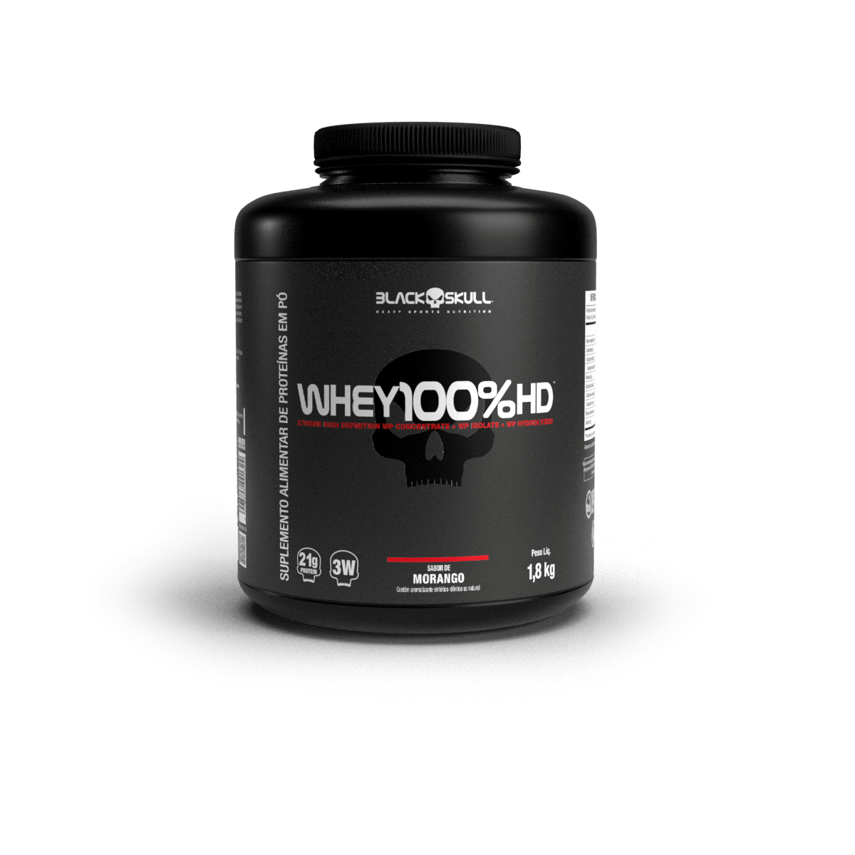 Whey 100% hd (wpc, wpi e wph) - 1,8kg - black skull whey 100% hd morango 1,8kg