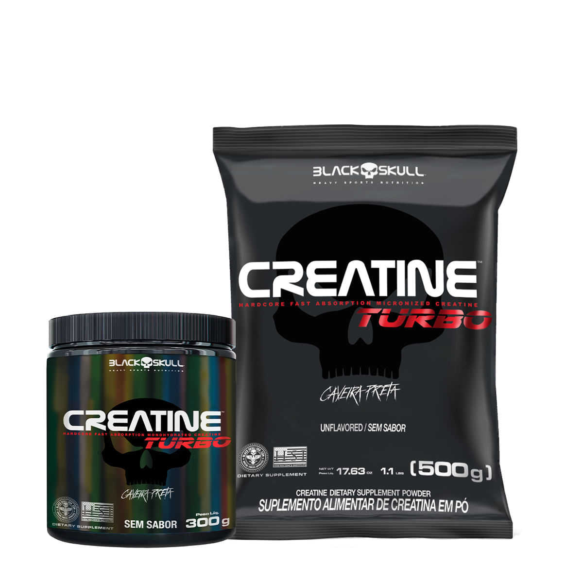 Combo creatine turbo (refil 500g + pote 300g)