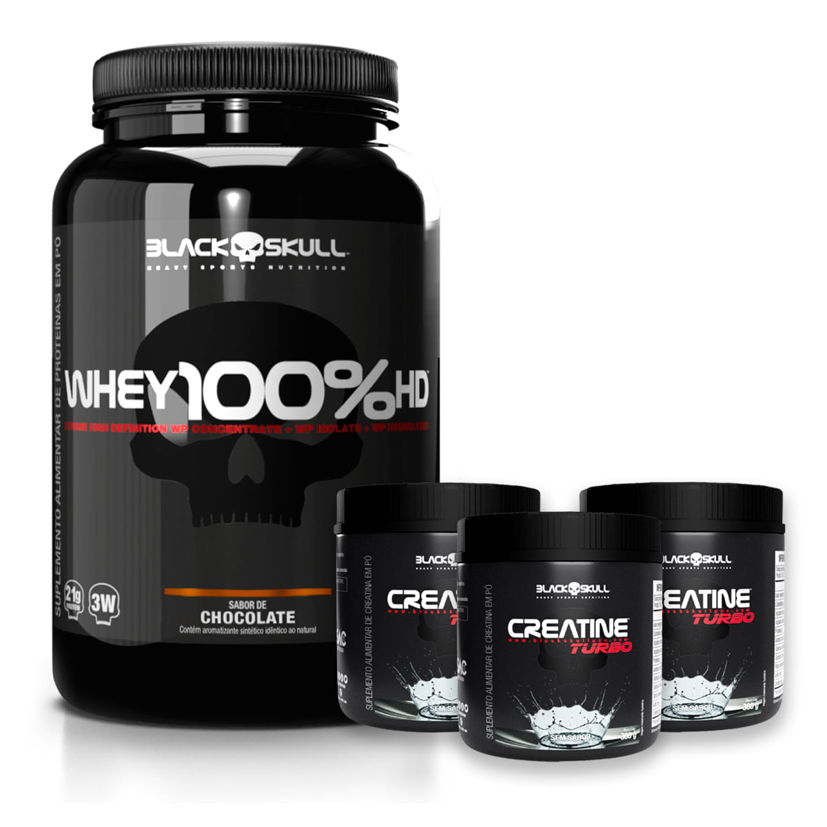 Whey 100% hd + 3x creatine turbo - black skull whey 100% hd chocolate + 3x creatine turbo