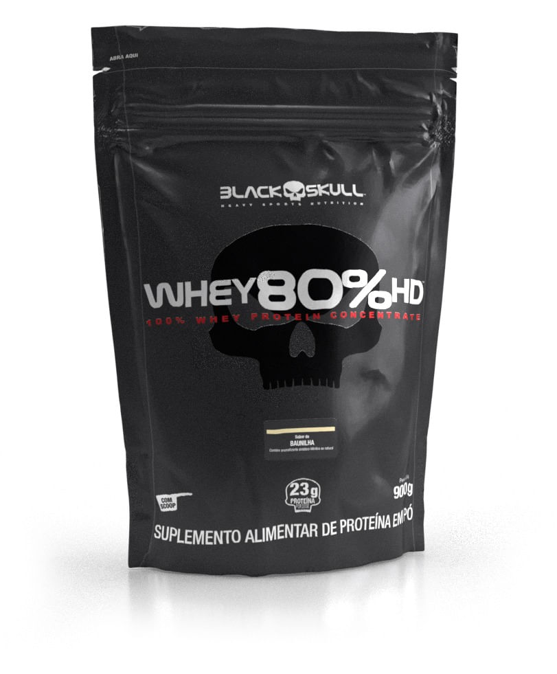 Whey protein concentrado 80% hd - refil 900g - black skull whey 80% hd 900g – baunilha