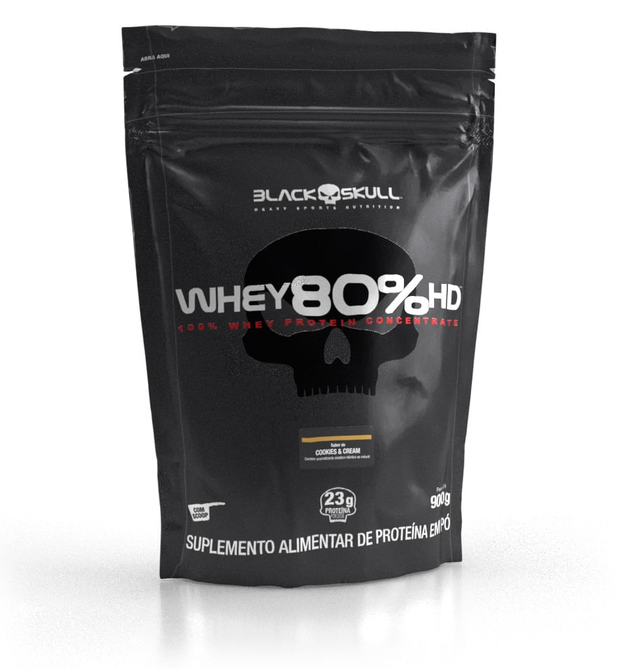 Whey protein concentrado 80% hd - refil 900g - black skull whey 80% hd 900g – cookies