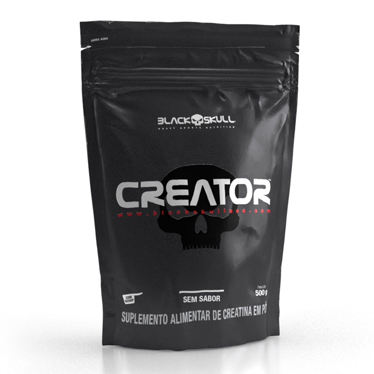 Embalagem do Creator - Creatina Monohidratada - Refil 500g - Black Skull