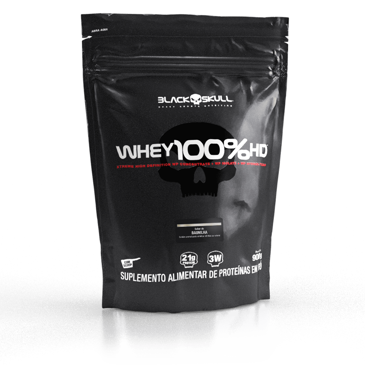 Embalagem do Whey 100% HD (WPC, WPI E WPH) - Refil 900g - Black Skull